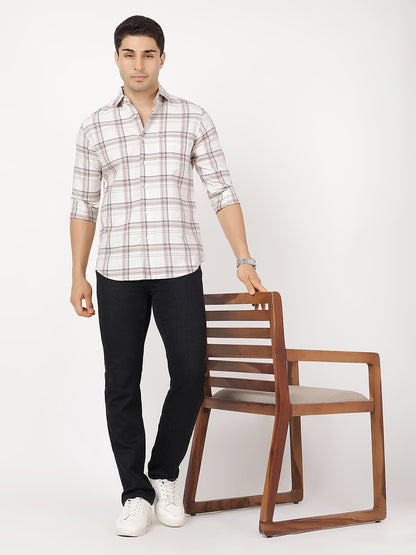 Check Long Sleeves Red, Black, Wine & White Large Check (100% Cotton)