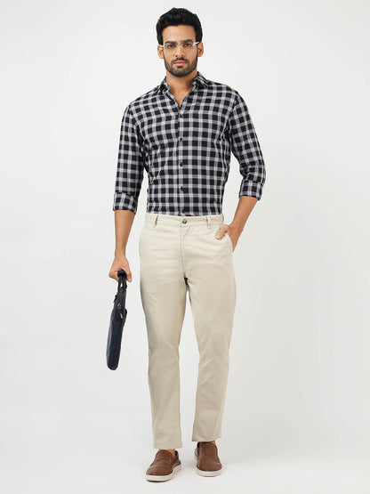 Check Long Sleeves Black & White (100% Cotton)