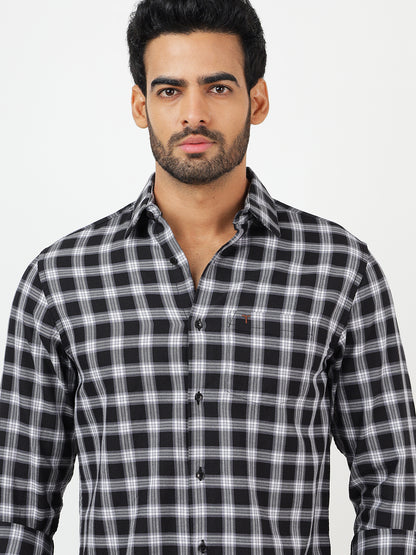 Check Long Sleeves Black & White (100% Cotton)