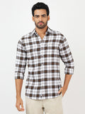 Check Long Sleeves White & Brown (100% Cotton)