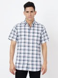 Check Short Sleeves White & Dark Blue (100% Cotton)