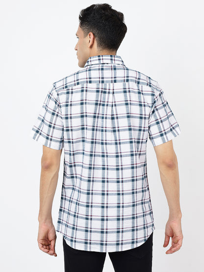 Check Short Sleeves White & Dark Blue (100% Cotton)