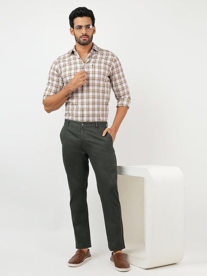 Check Long Sleeves White & Beige (100% Cotton)