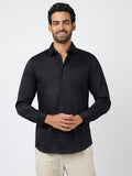 Solid Long Sleeves Black Satin (100% Cotton)