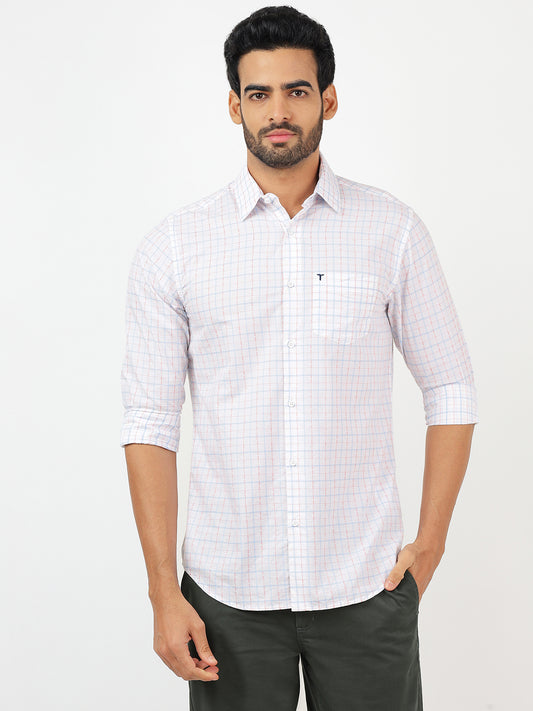 Check Long Sleeves White Classic (100% Cotton)