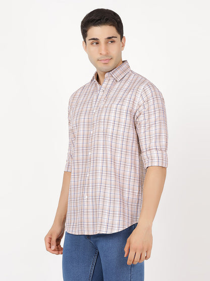 Check Long Sleeves Brown, Blue & White Check (100% Cotton)