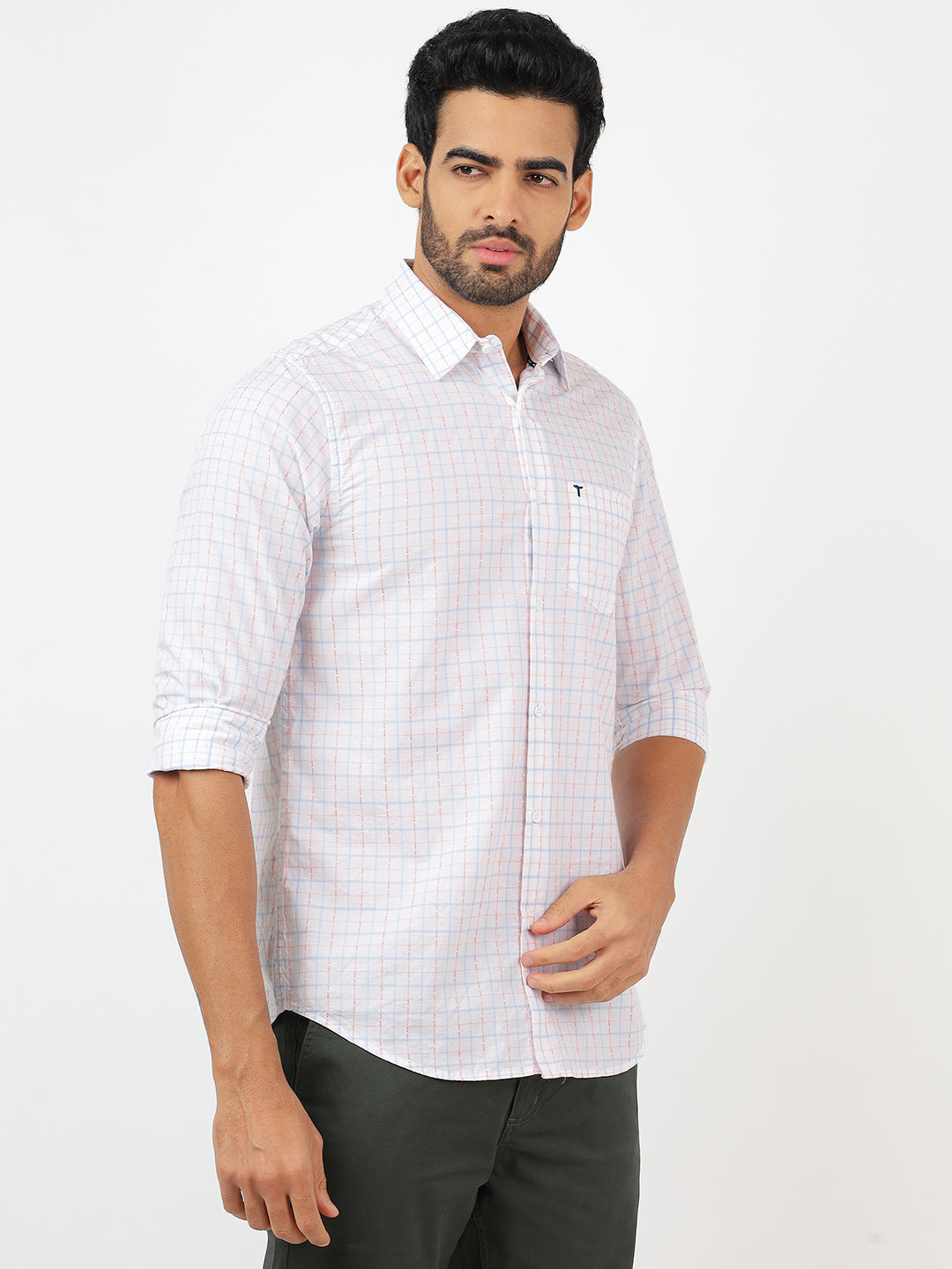 Check Long Sleeves White Classic (100% Cotton)