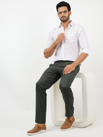 Check Long Sleeves White Classic (100% Cotton)