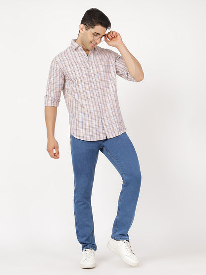 Check Long Sleeves Brown, Blue & White Check (100% Cotton)