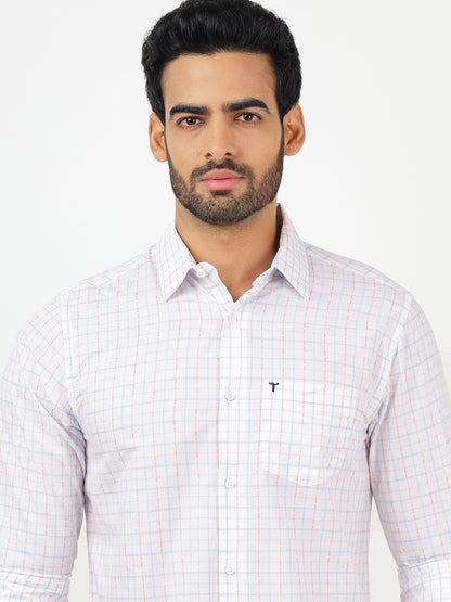 Check Long Sleeves White Classic (100% Cotton)