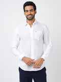 Solid Long Sleeves White Slub Twill (100% Cotton)