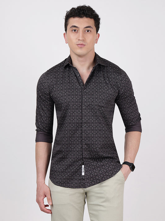 Print Long Sleeves Black & Grey