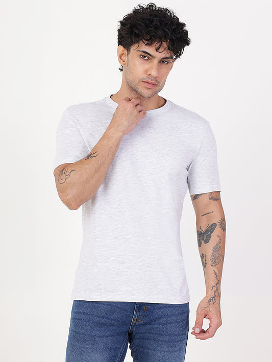 T-Shirt Light White Melange (100% Cotton)