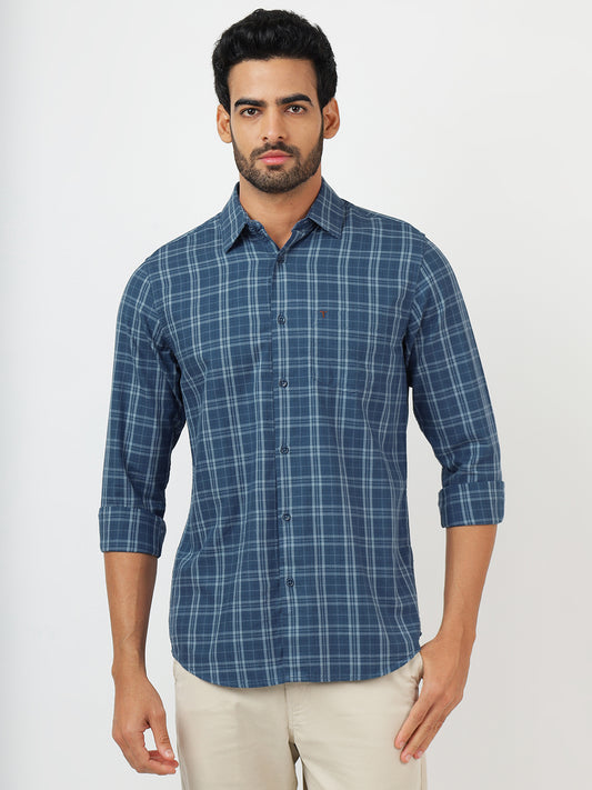 Check Long Sleeves Blue & White (100% Cotton)