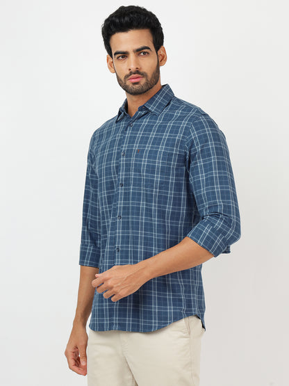 Check Long Sleeves Blue & White (100% Cotton)