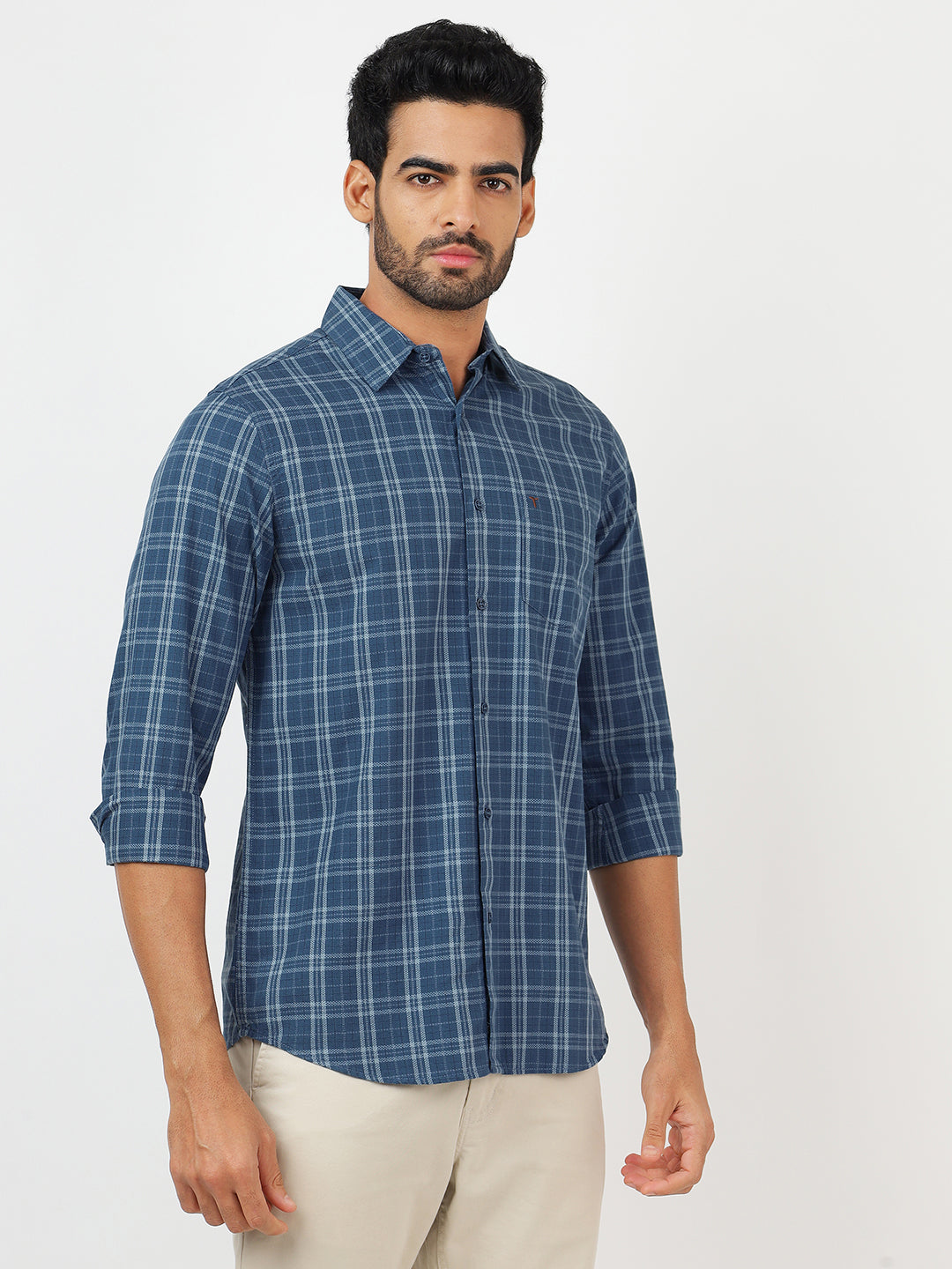 Check Long Sleeves Blue & White (100% Cotton)