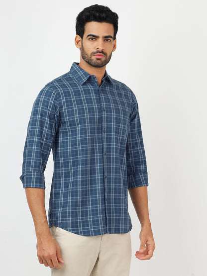 Check Long Sleeves Blue & White (100% Cotton)