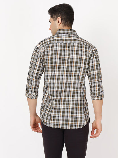 Check Long Sleeves Black, Green, Brown & White Check (100% Cotton)