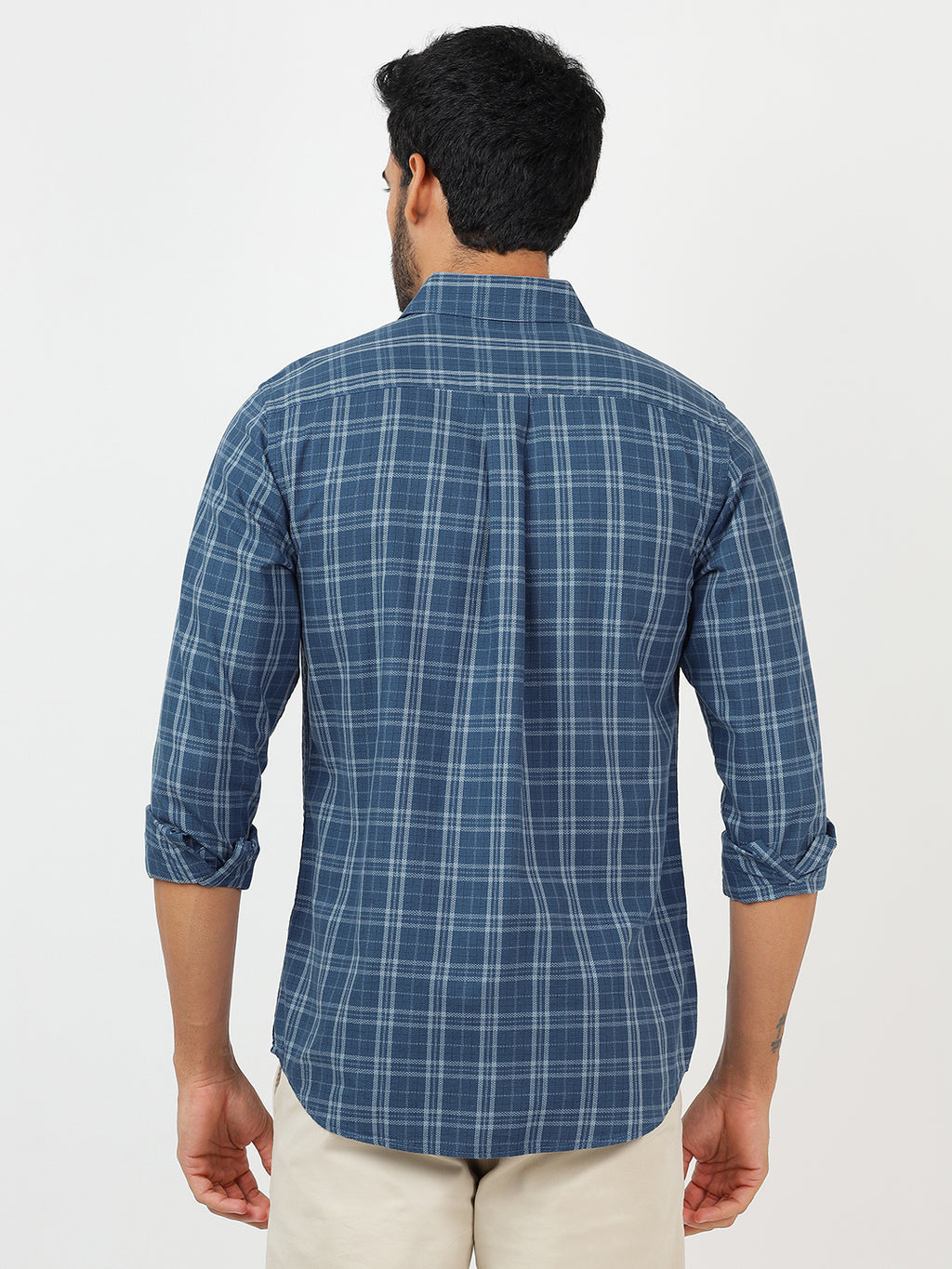 Check Long Sleeves Blue & White (100% Cotton)
