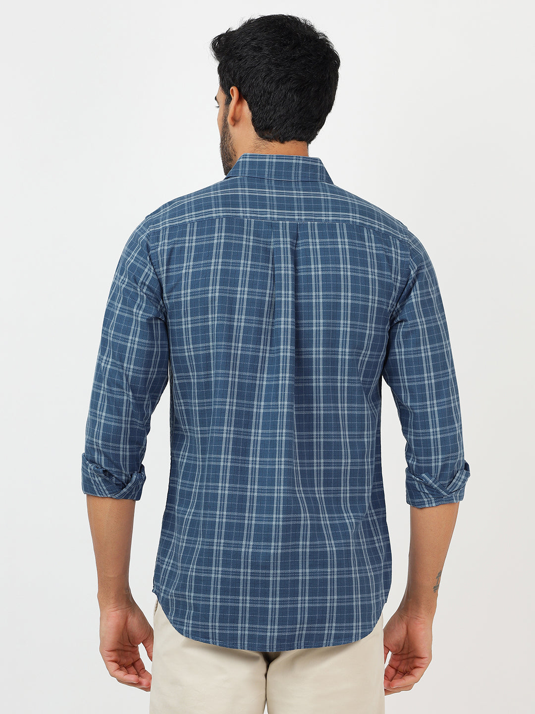 Check Long Sleeves Blue & White (100% Cotton)