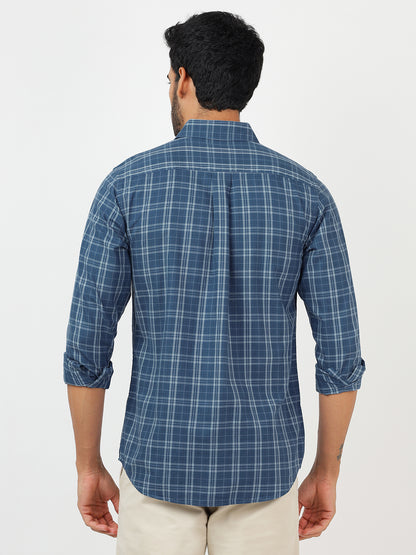 Check Long Sleeves Blue & White (100% Cotton)