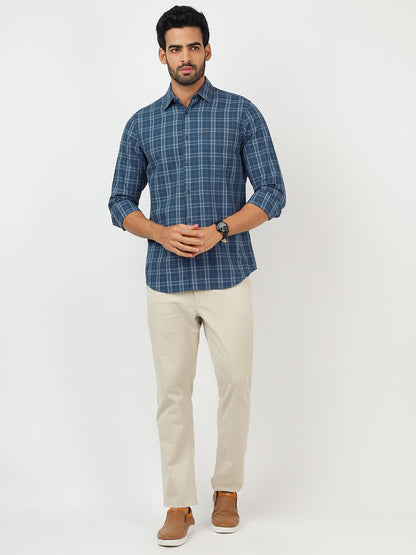 Check Long Sleeves Blue & White (100% Cotton)