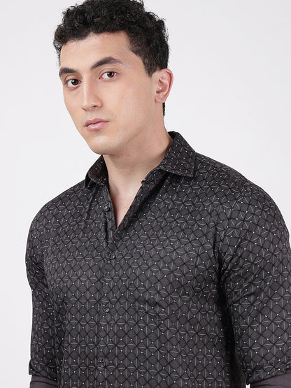 Print Long Sleeves Black & Grey