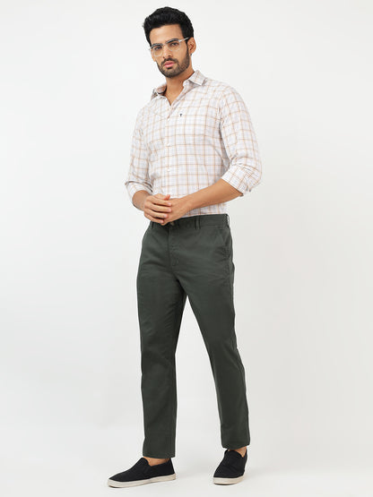 Check Long Sleeves White & Brown Classic (100% Cotton)