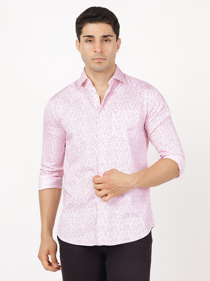 Print Long Sleeves Pink & White Print