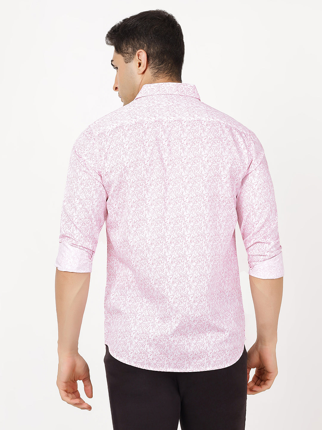 Print Long Sleeves Pink & White Print