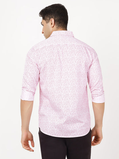 Print Long Sleeves Pink & White Print