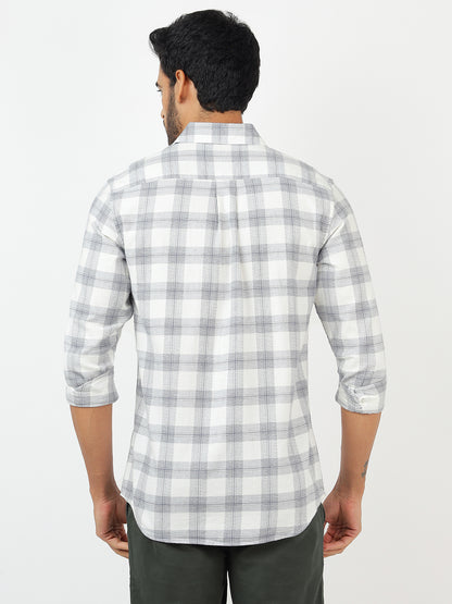 Check Long Sleeves White & Grey (100% Cotton)