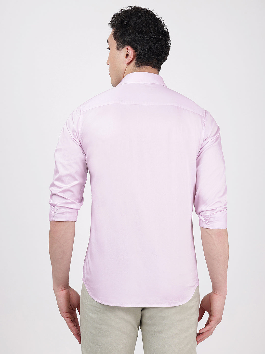 Solid Full Sleeves Lotus Pink Solid Shirt