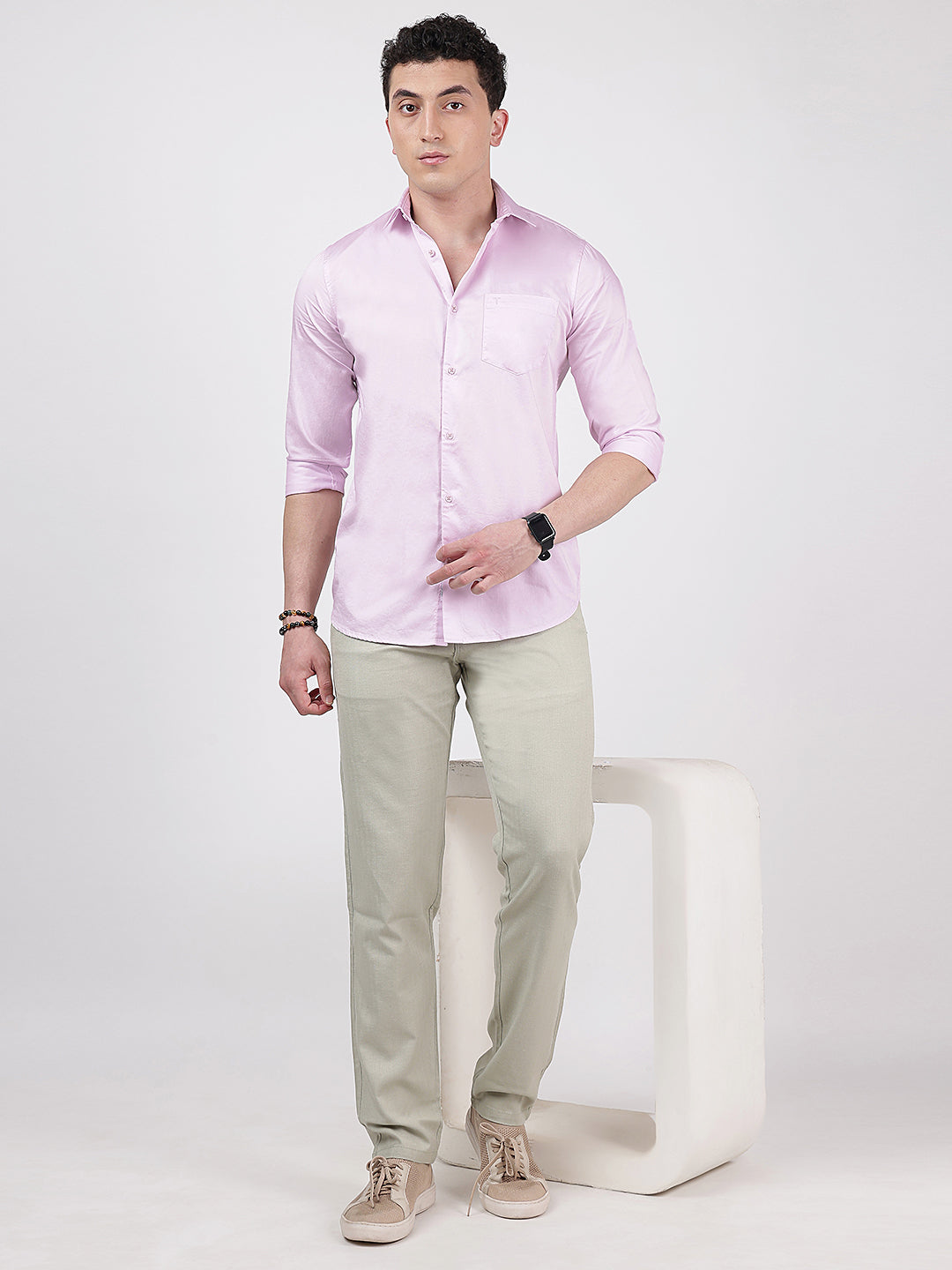 Solid Full Sleeves Lotus Pink Solid Shirt