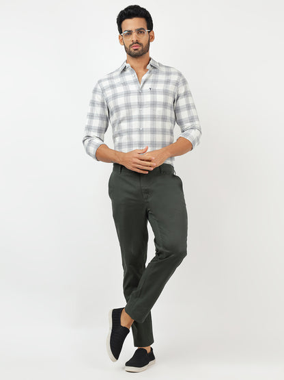 Check Long Sleeves White & Grey (100% Cotton)