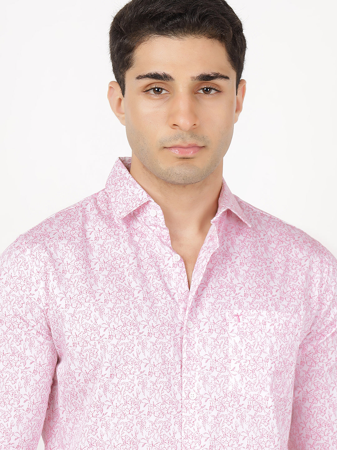 Print Long Sleeves Pink & White Print