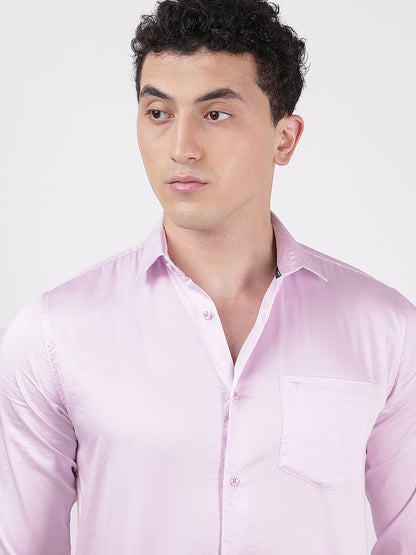 Solid Full Sleeves Lotus Pink Solid Shirt