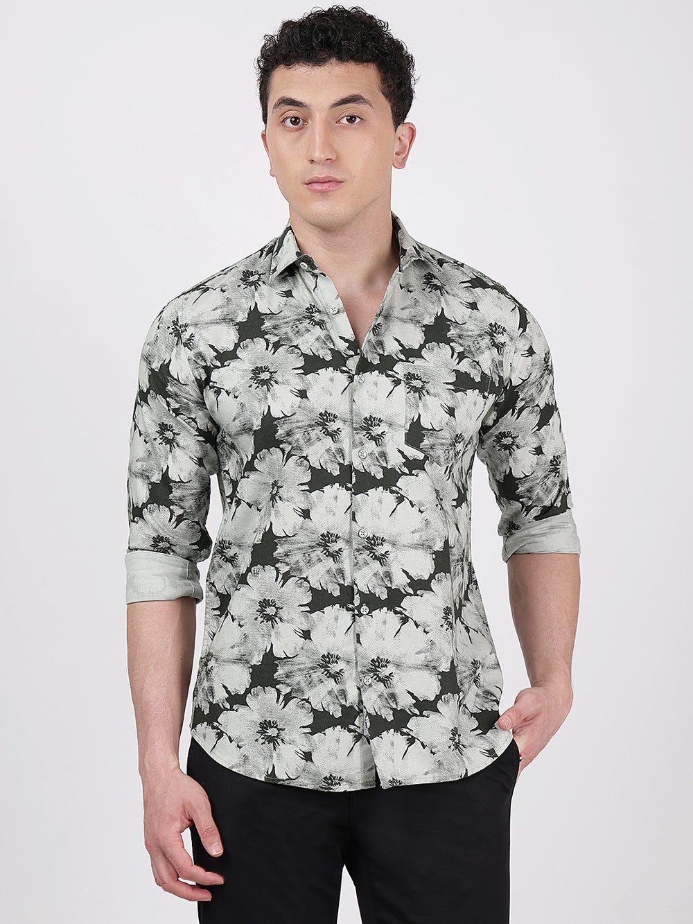 Print Long Sleeves Floral Print Large