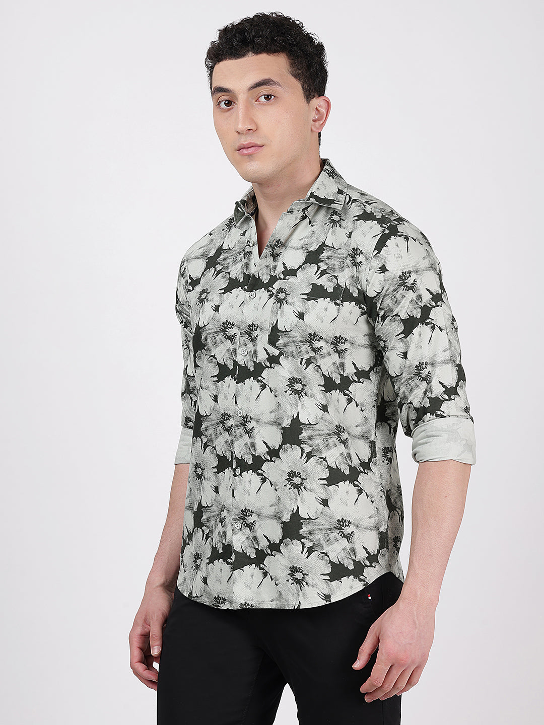 Print Long Sleeves Floral Print Large
