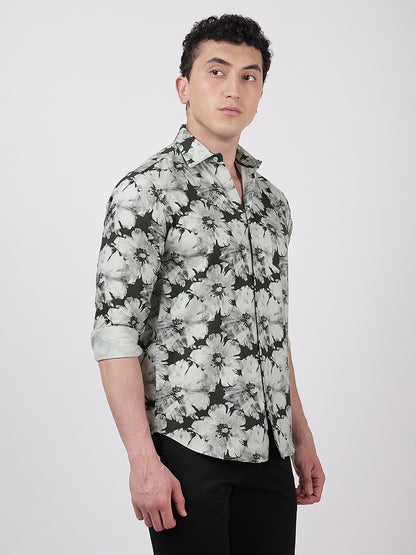 Print Long Sleeves Floral Print Large