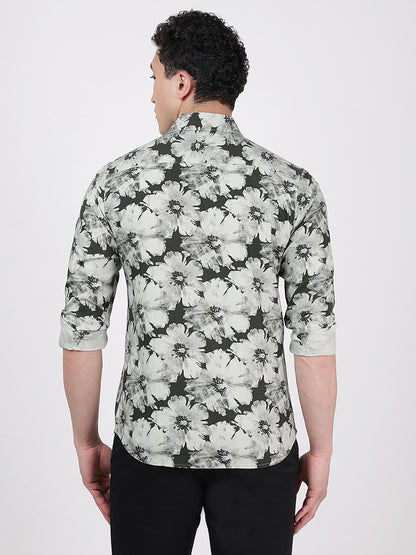 Print Long Sleeves Floral Print Large