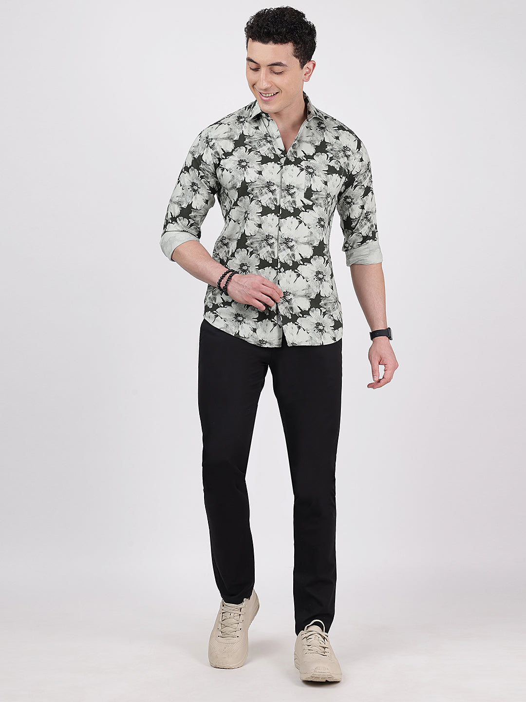 Print Long Sleeves Floral Print Large