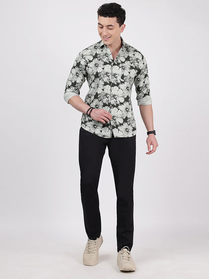Print Long Sleeves Floral Print Large