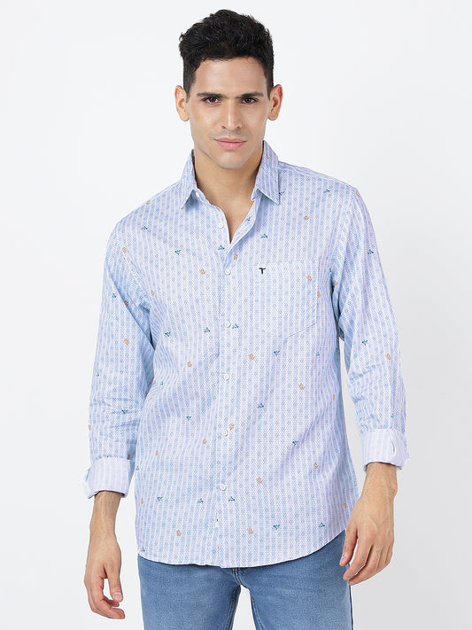 Printed Long Sleeves Light Blue (100% Cotton)