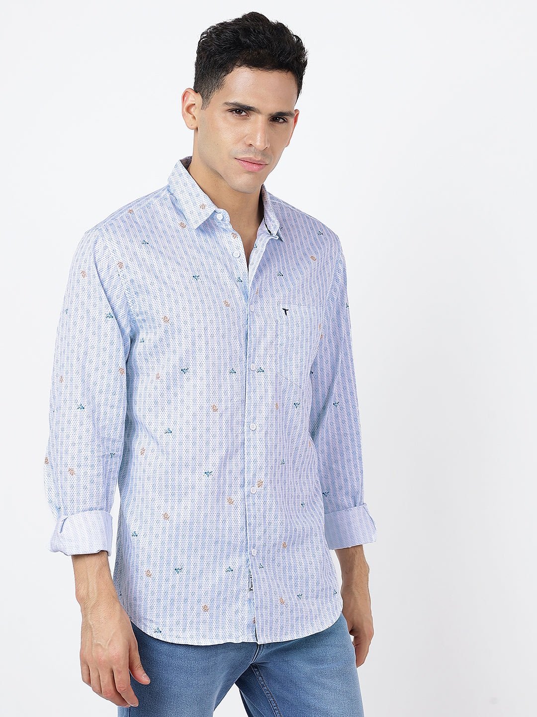 Printed Long Sleeves Light Blue (100% Cotton)