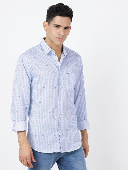 Printed Long Sleeves Light Blue (100% Cotton)