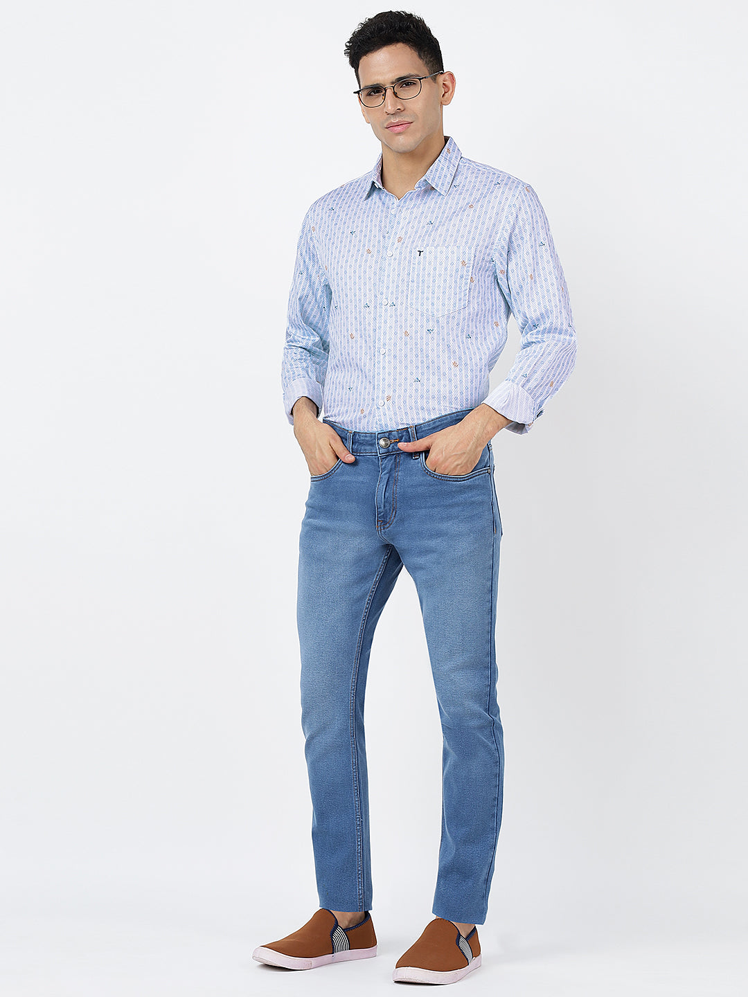 Printed Long Sleeves Light Blue (100% Cotton)