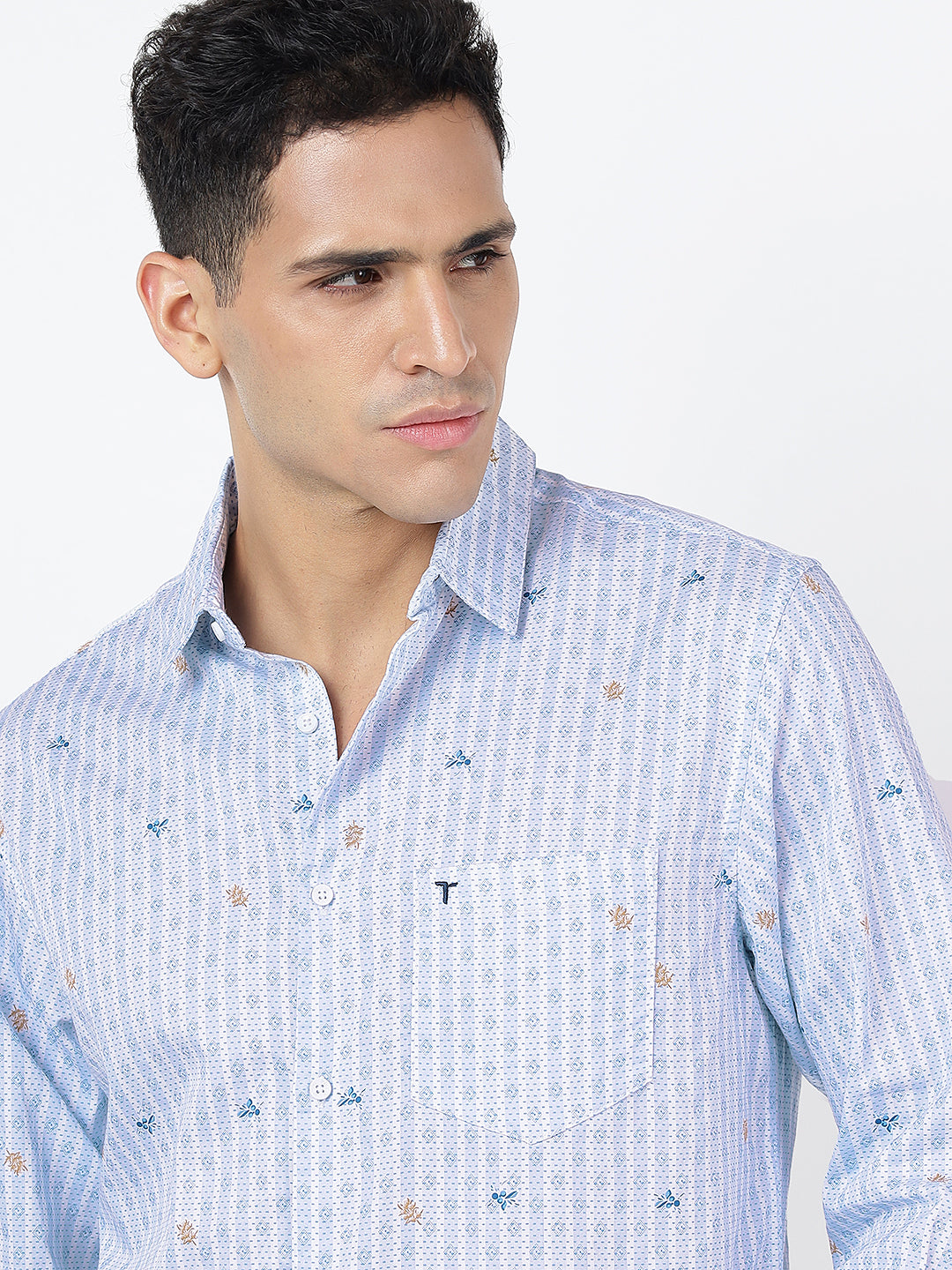 Printed Long Sleeves Light Blue (100% Cotton)