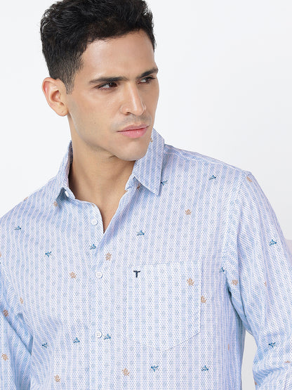 Printed Long Sleeves Light Blue (100% Cotton)