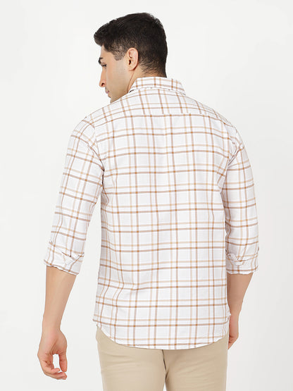 Check Long Sleeves Brown & White Medium Check (100% Cotton)